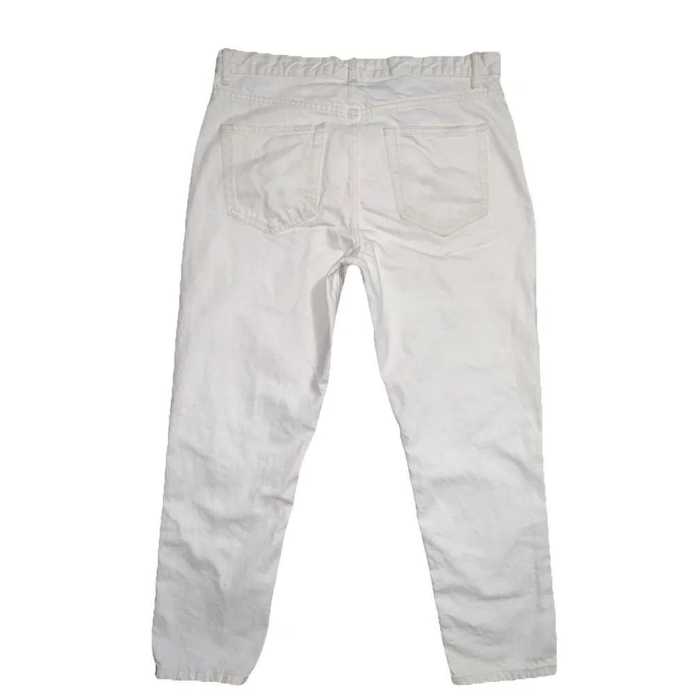 Zara Straight Leg Jeans Women 32 USA High Rise White Denim Casual Button (34x26)